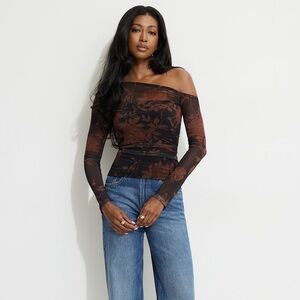 Dynamite One Shoulder Mesh Top